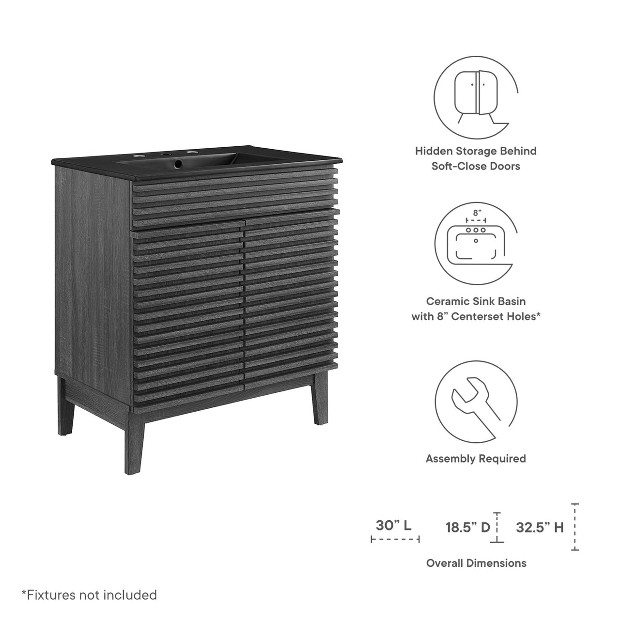 Ventra Vanity Unit, Medium, Charcoal & Black
