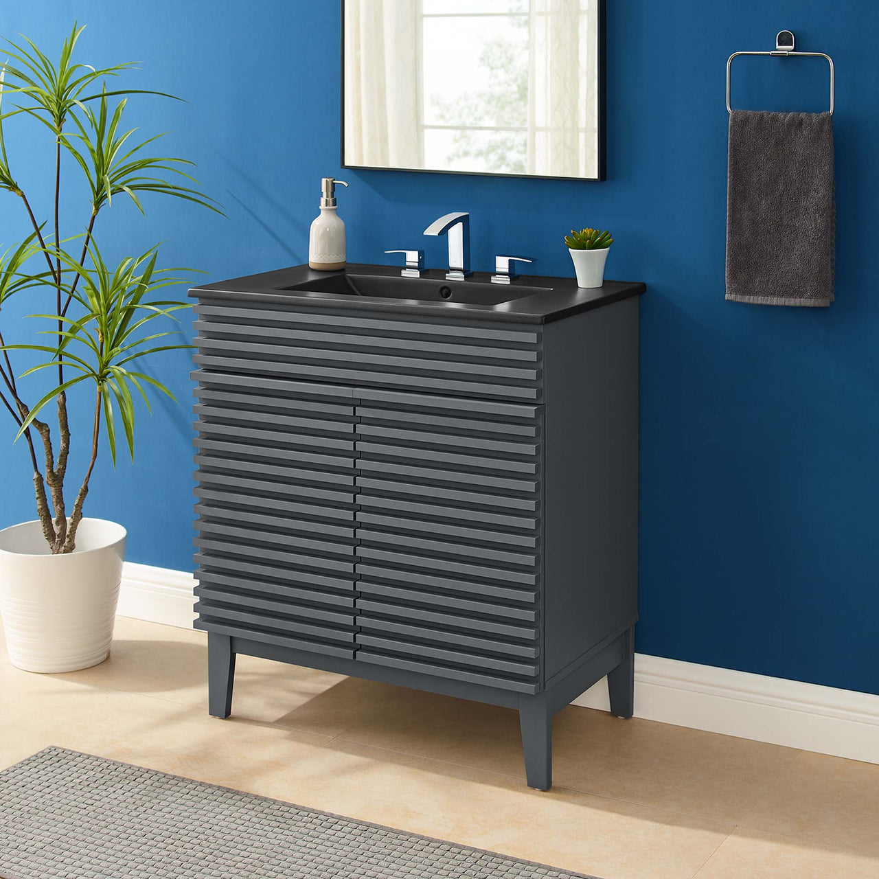 Ventra Vanity Unit, Medium, Gray & Black