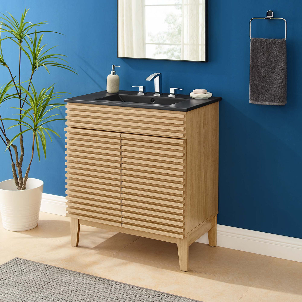 Ventra Vanity Unit, Medium, Oak & Black