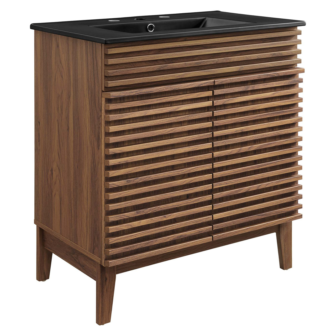 Ventra Vanity Unit, Medium, Walnut & Black