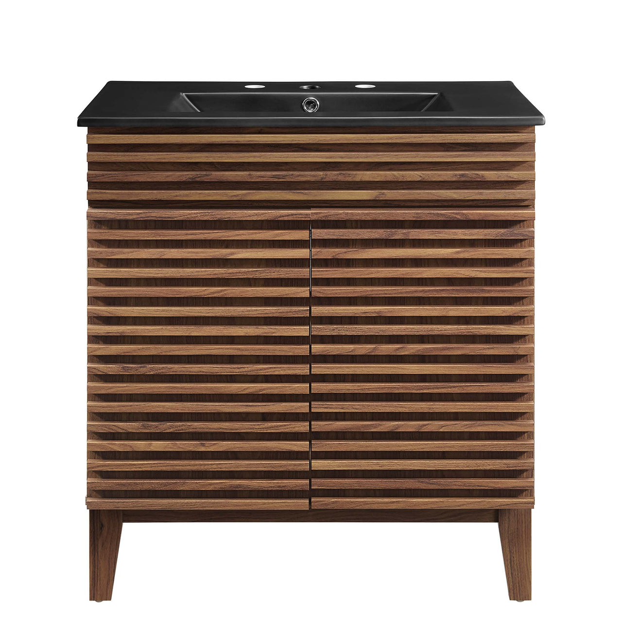 Ventra Vanity Unit, Medium, Walnut & Black