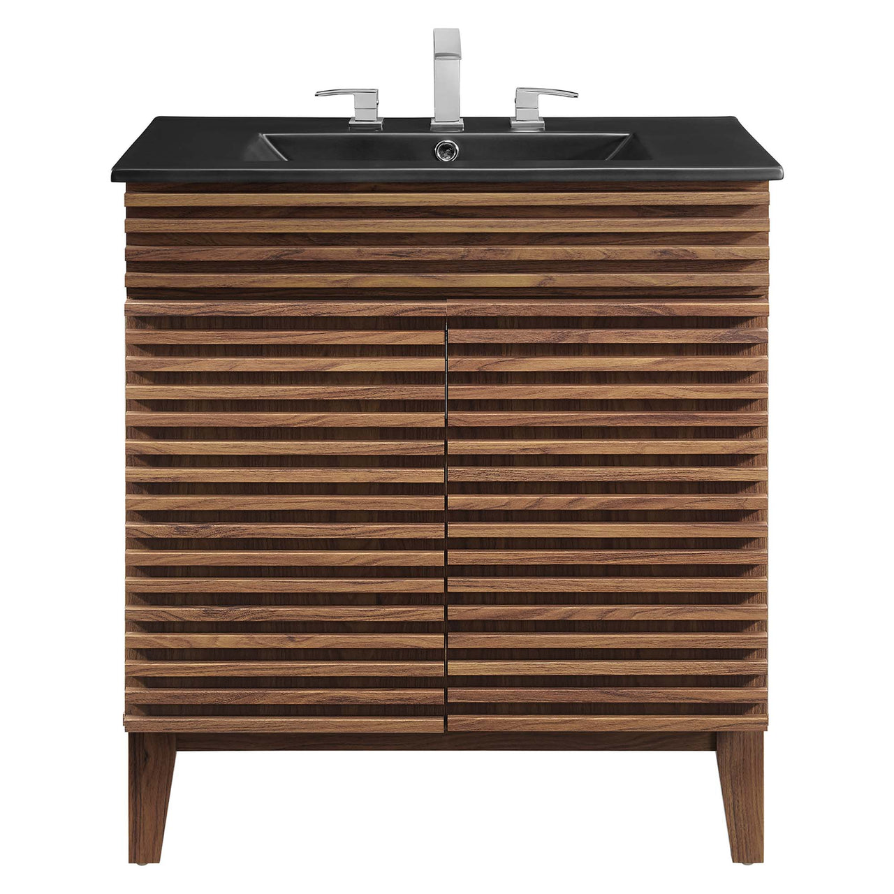 Ventra Vanity Unit, Medium, Walnut & Black