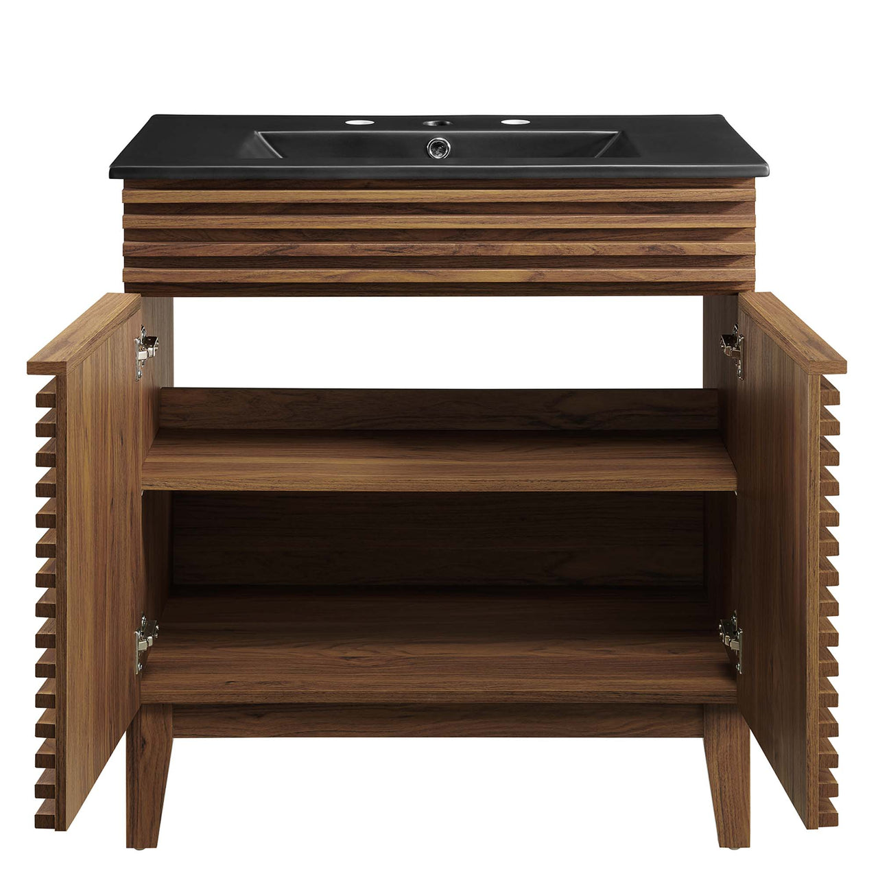 Ventra Vanity Unit, Medium, Walnut & Black