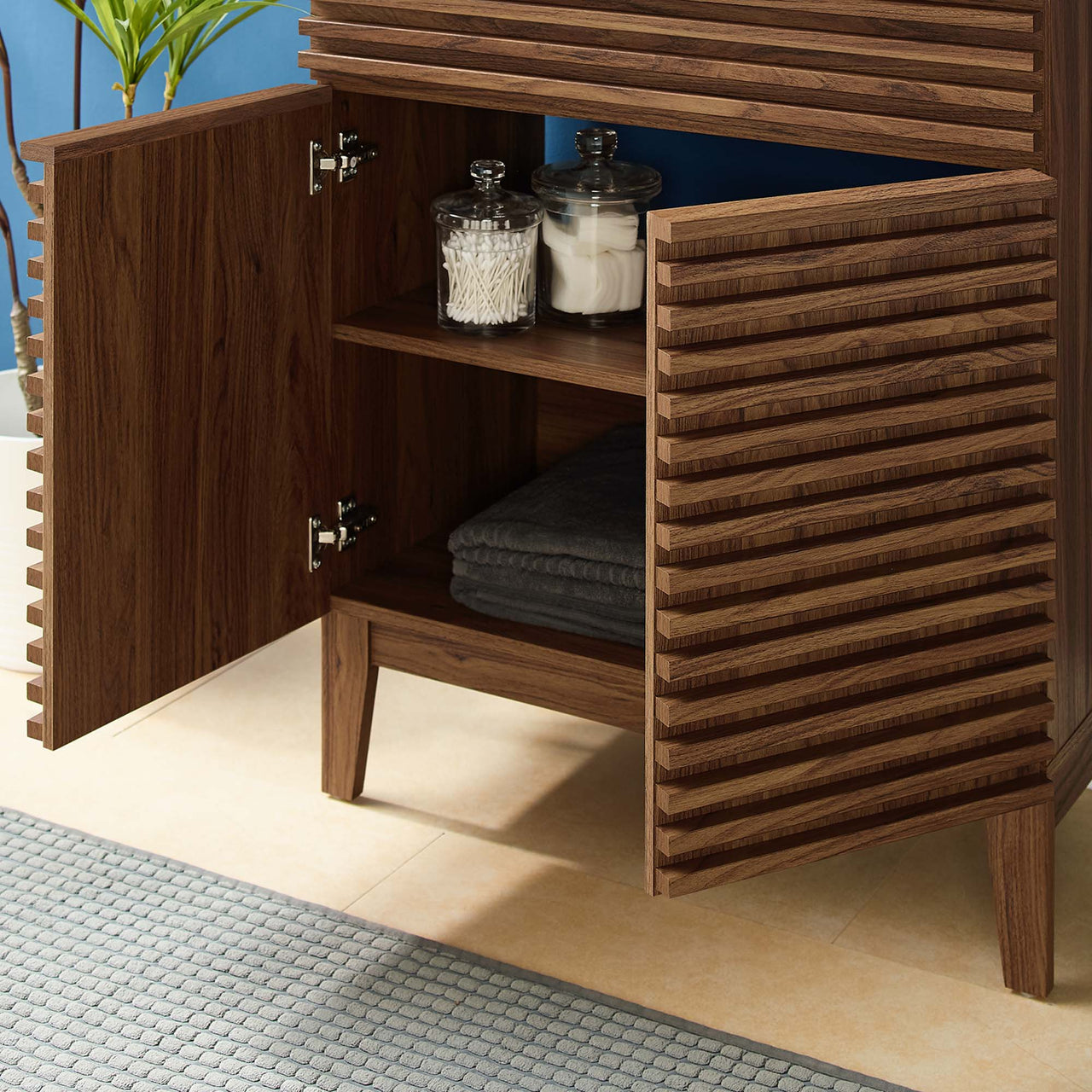 Ventra Vanity Unit, Medium, Walnut & Black