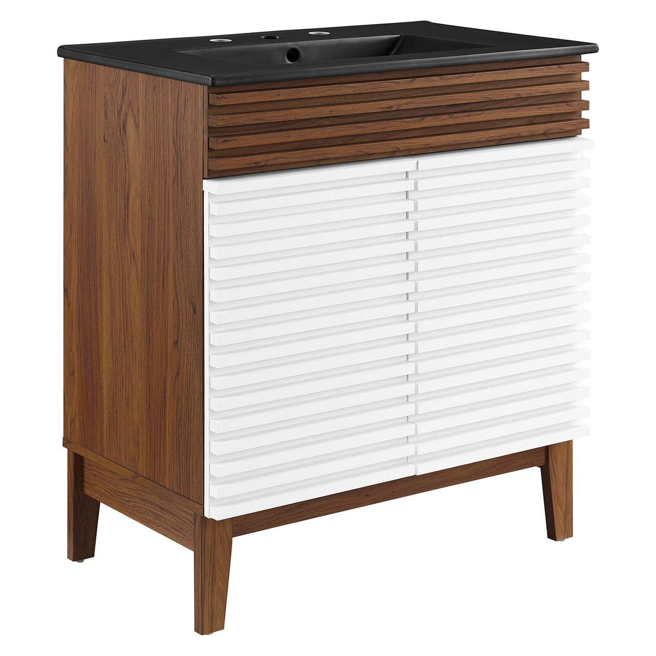 Ventra Vanity Unit, Medium, White, Walnut and Black