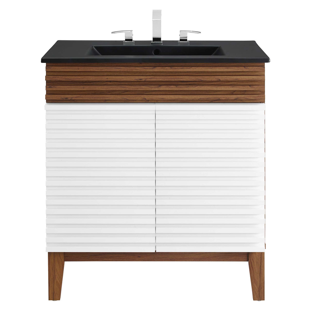 Ventra Vanity Unit, Medium, White, Walnut and Black