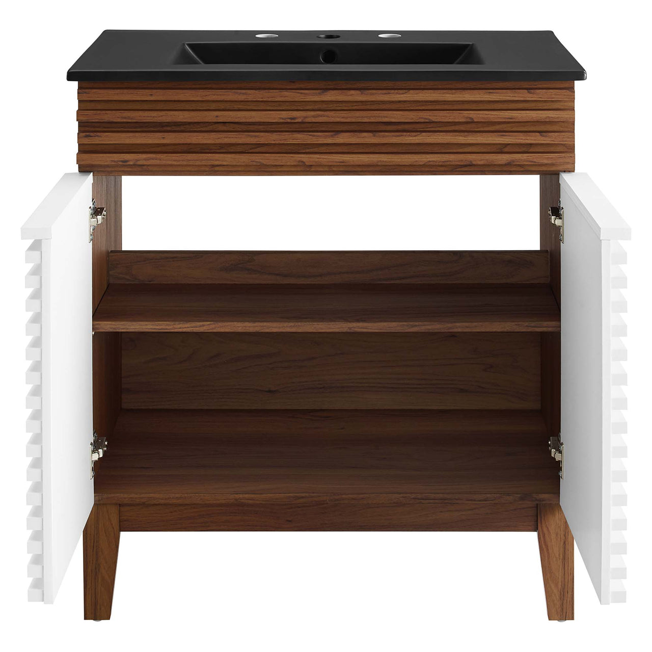 Ventra Vanity Unit, Medium, White, Walnut and Black