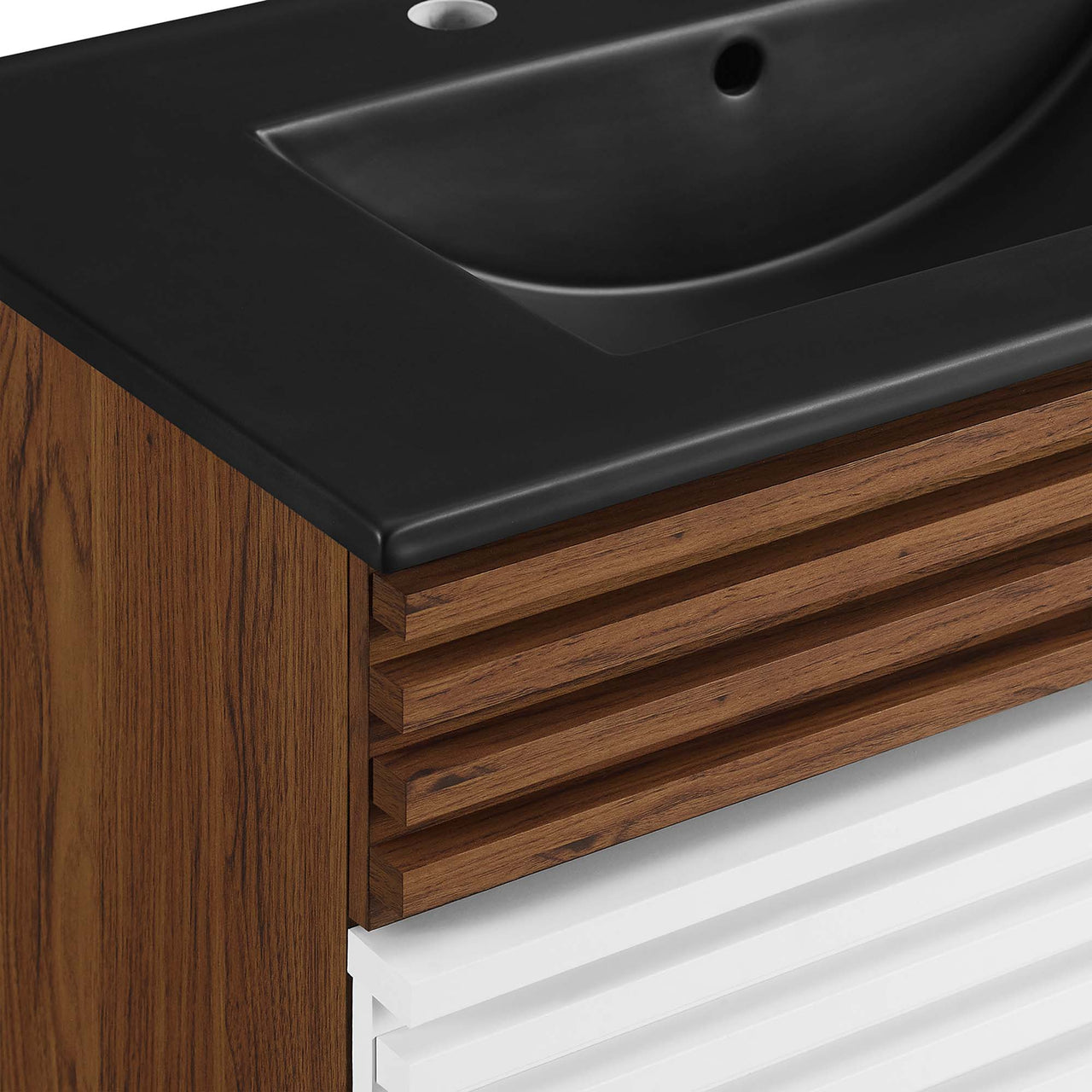Ventra Vanity Unit, Medium, White, Walnut and Black