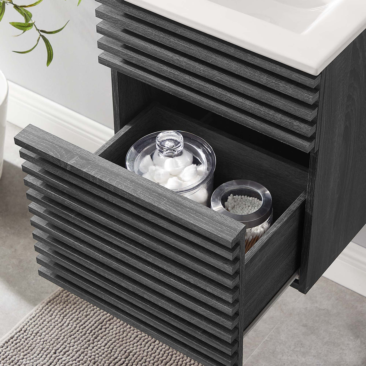 Ventra Floating Vanity Unit, Extra Small, Charcoal & White