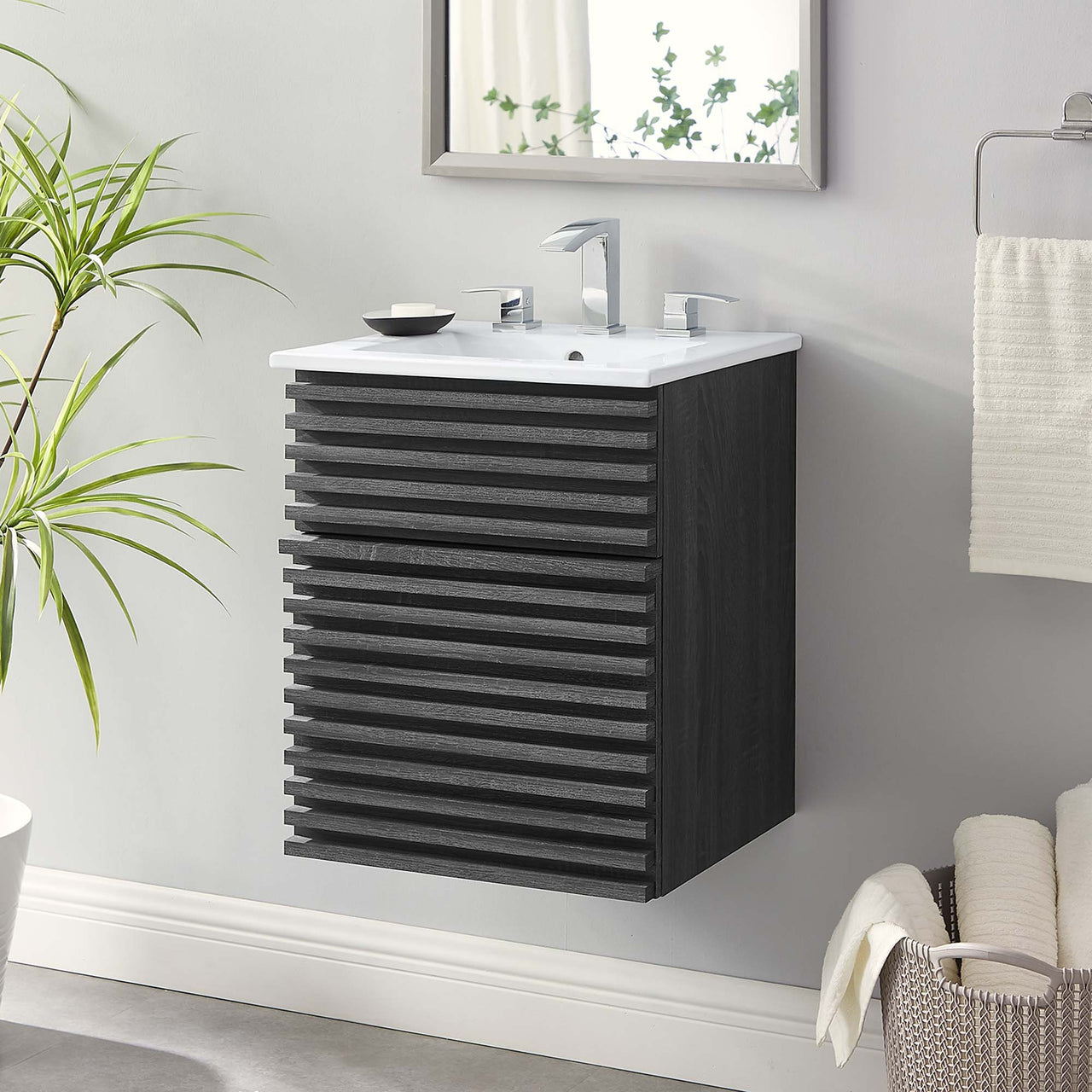 Ventra Floating Vanity Unit, Extra Small, Charcoal & White
