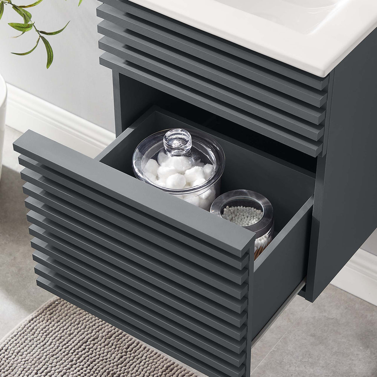 Ventra Floating Vanity Unit, Extra Small, Gray & White