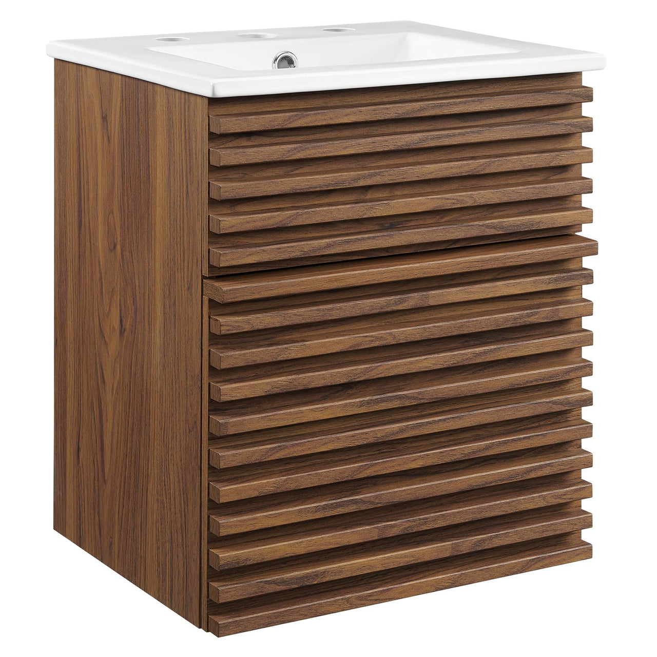 Ventra Floating Vanity Unit, Extra Small, Walnut & White