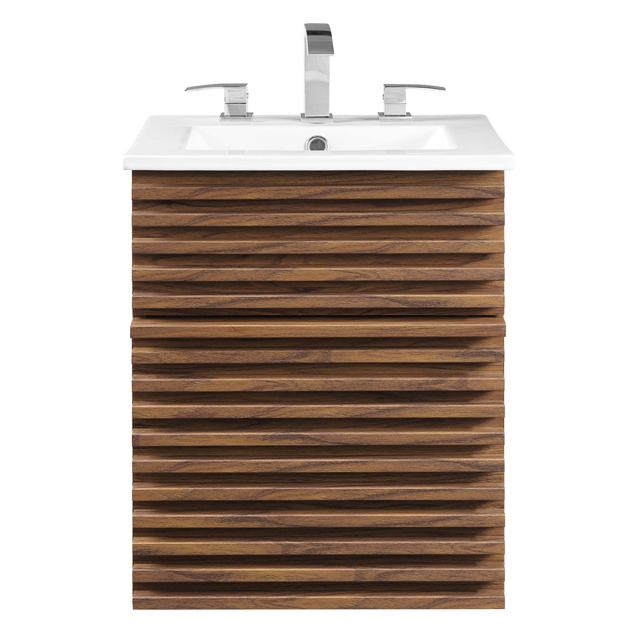 Ventra Floating Vanity Unit, Extra Small, Walnut & White