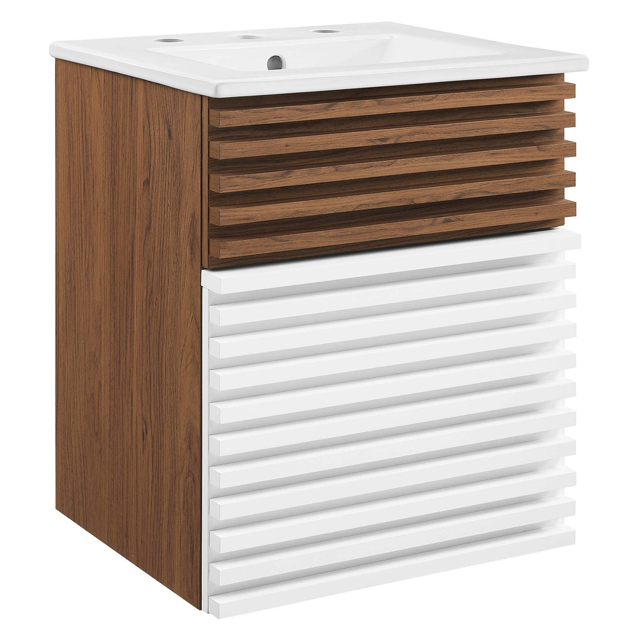 Ventra Floating Vanity Unit, Extra Small, Walnut & White