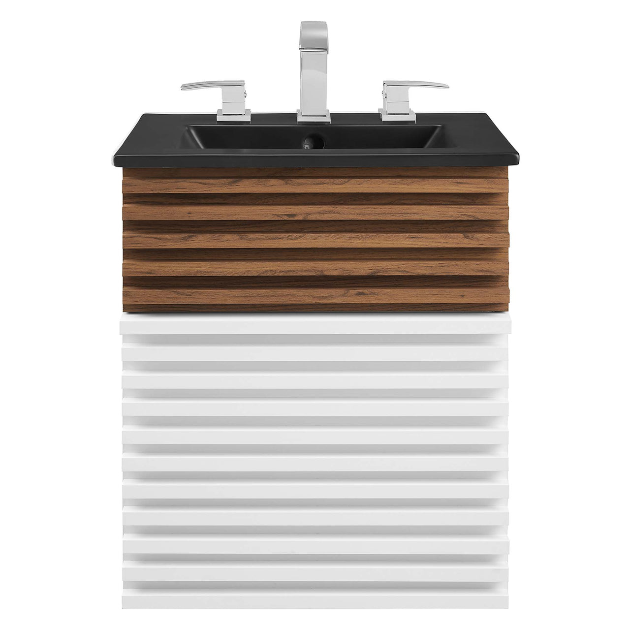 Ventra Floating Vanity Unit, Extra Small, Walnut & White