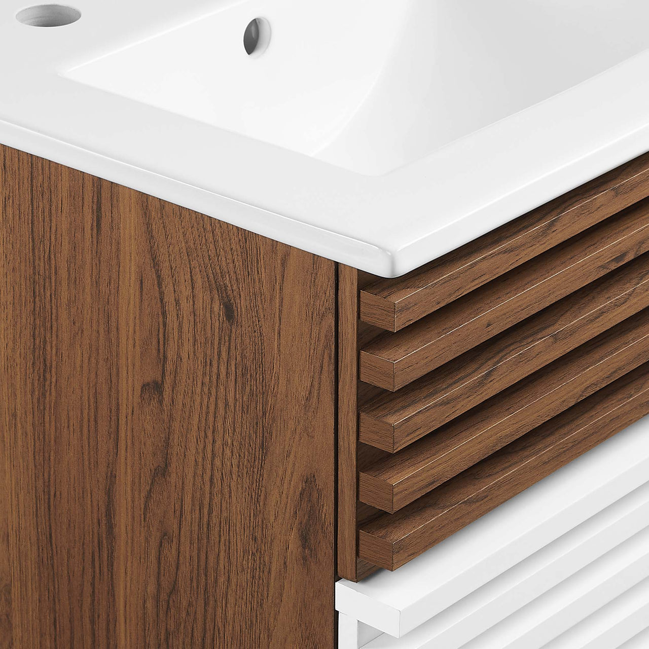 Ventra Floating Vanity Unit, Extra Small, Walnut & White