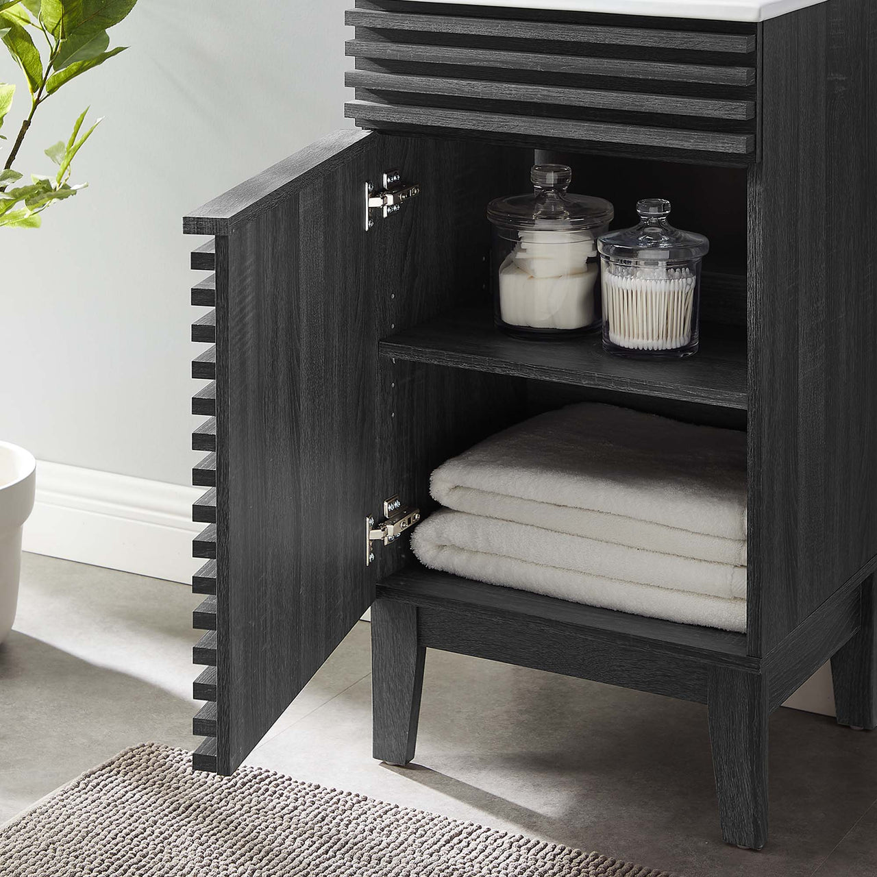 Ventra Vanity Base with Storage, Extra Small, Charcoal & White