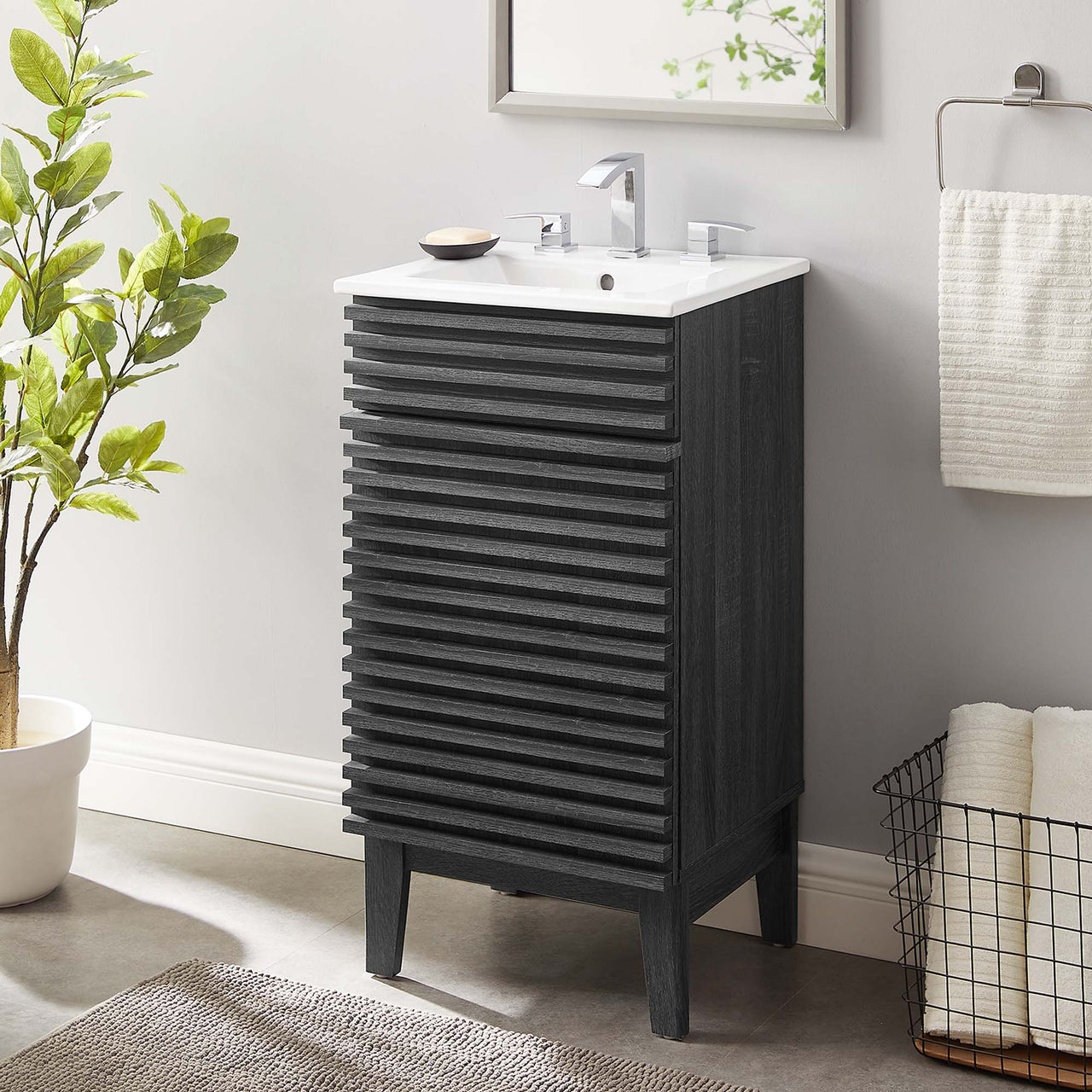 Ventra Vanity Base with Storage, Extra Small, Charcoal & White
