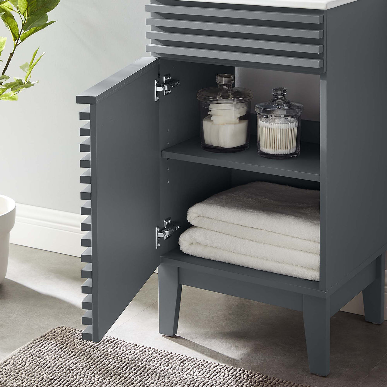 Ventra Vanity Base with Storage, Extra Small, Gray & White
