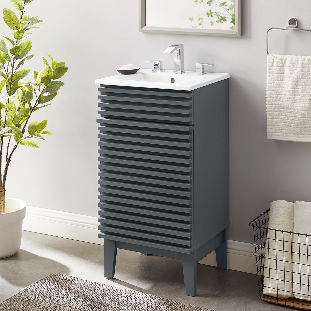 Ventra Vanity Base with Storage, Extra Small, Gray & White