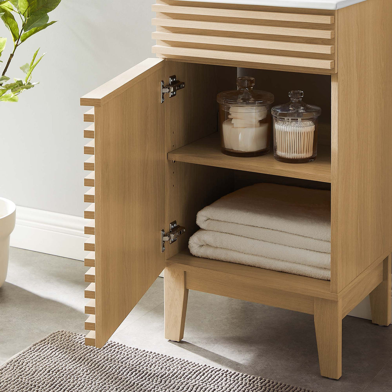 Ventra Vanity Base with Storage, Extra Small, Oak & White
