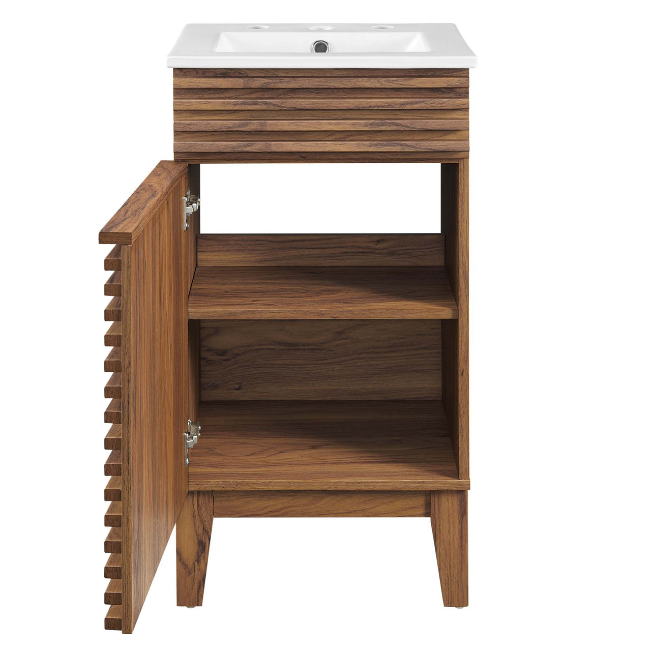 Ventra Vanity Base with Storage, Extra Small, Walnut & White