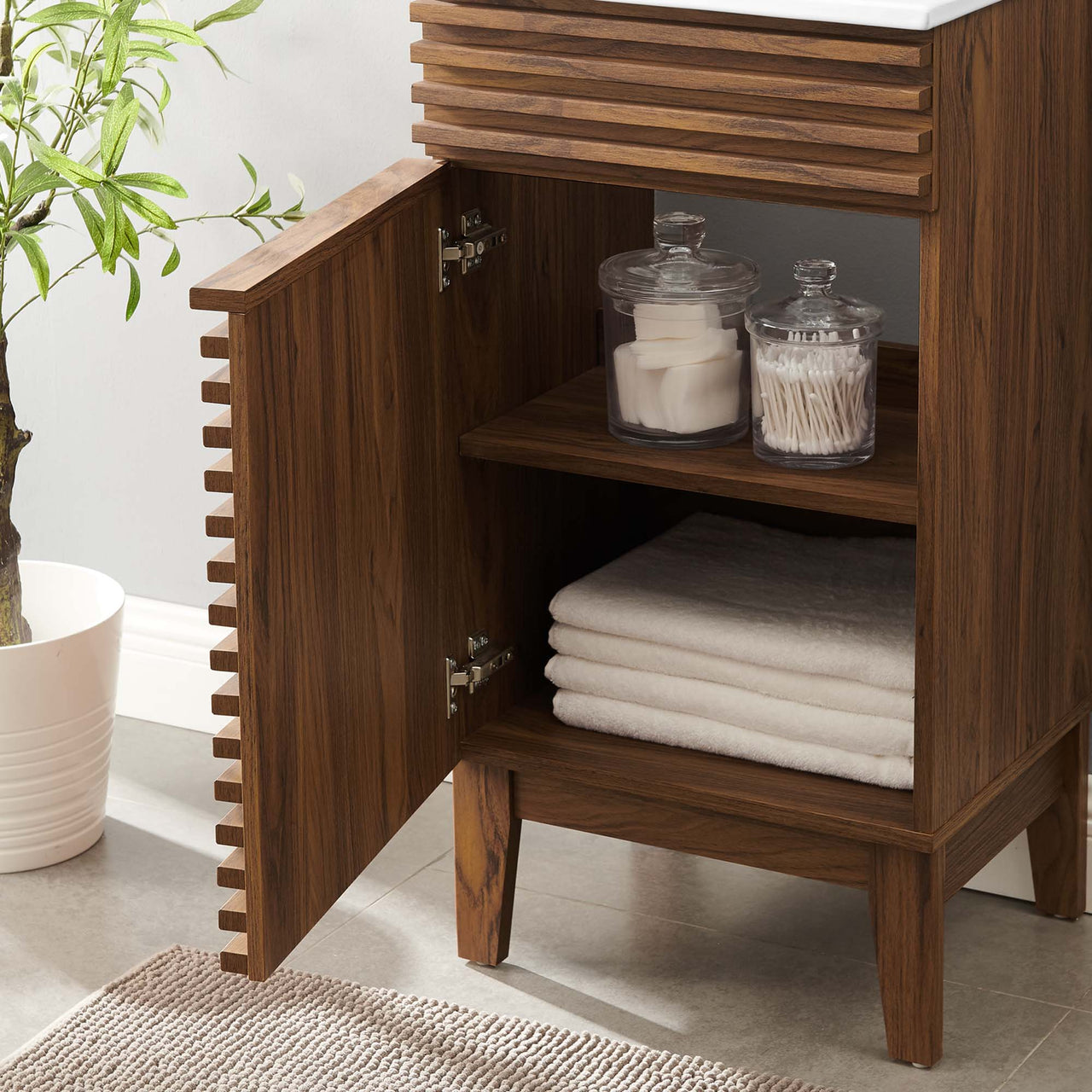 Ventra Vanity Base with Storage, Extra Small, Walnut & White