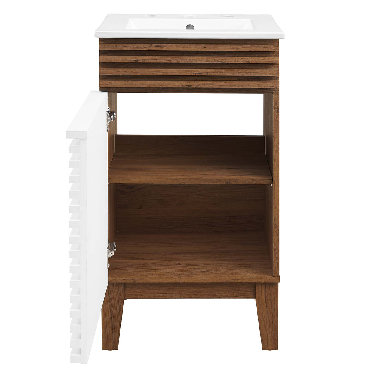 Ventra Vanity Base with Storage, Extra Small, Walnut & White