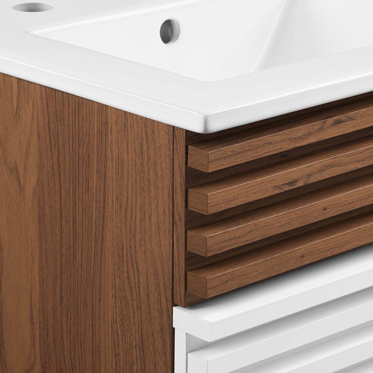 Ventra Vanity Base with Storage, Extra Small, Walnut & White