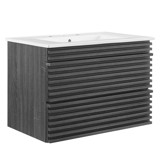 Ventra Floating Vanity Unit, Medium, Charcoal & White