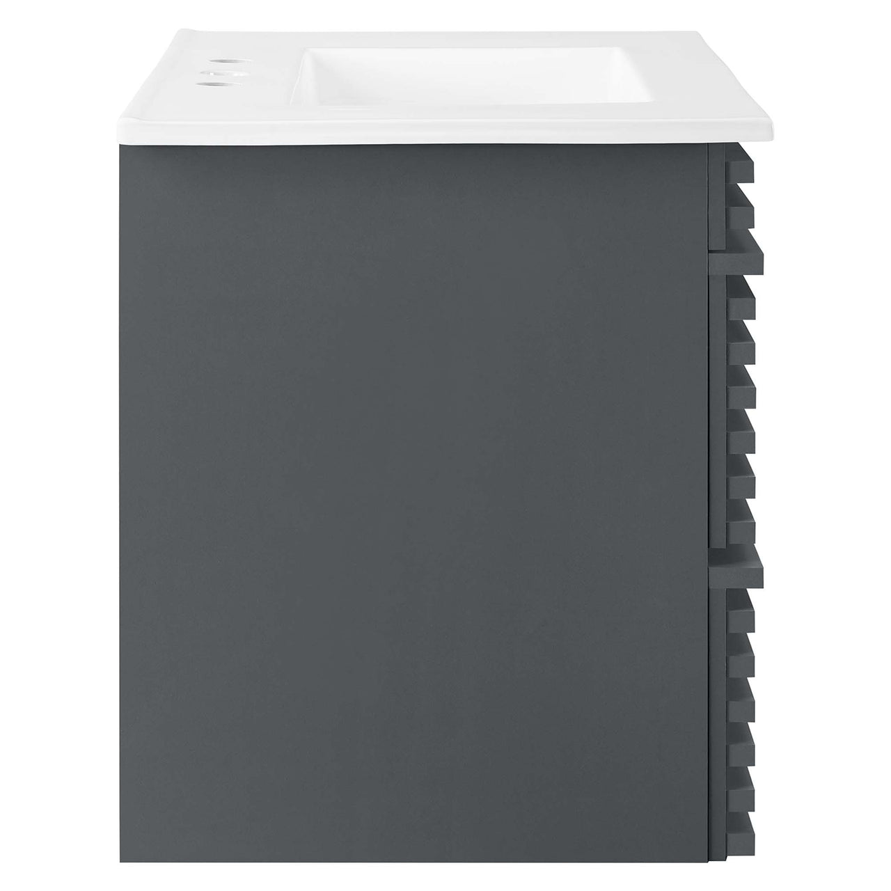 Ventra Floating Vanity Unit, Medium, Gray & White
