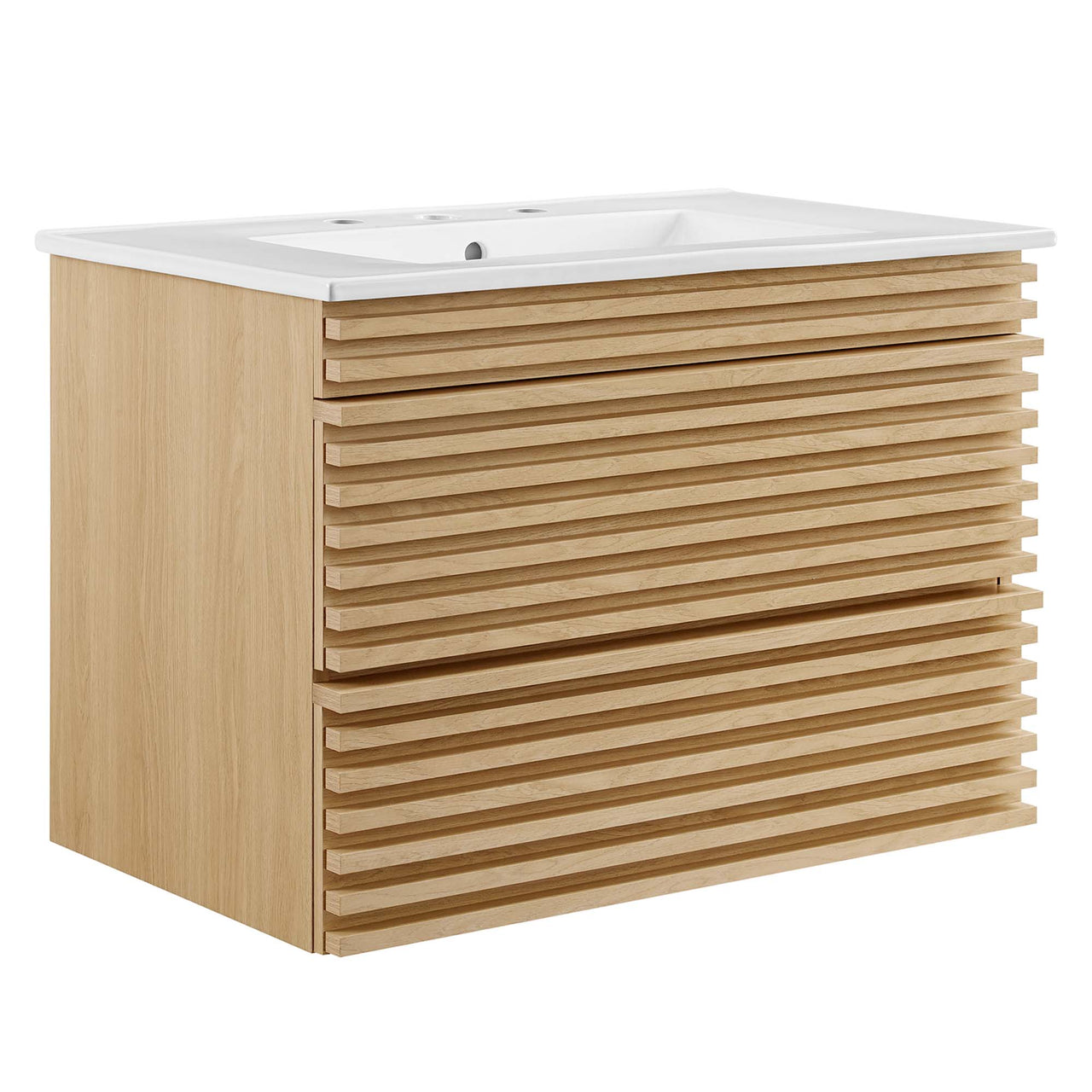 Ventra Floating Vanity Unit, Medium, Oak & White