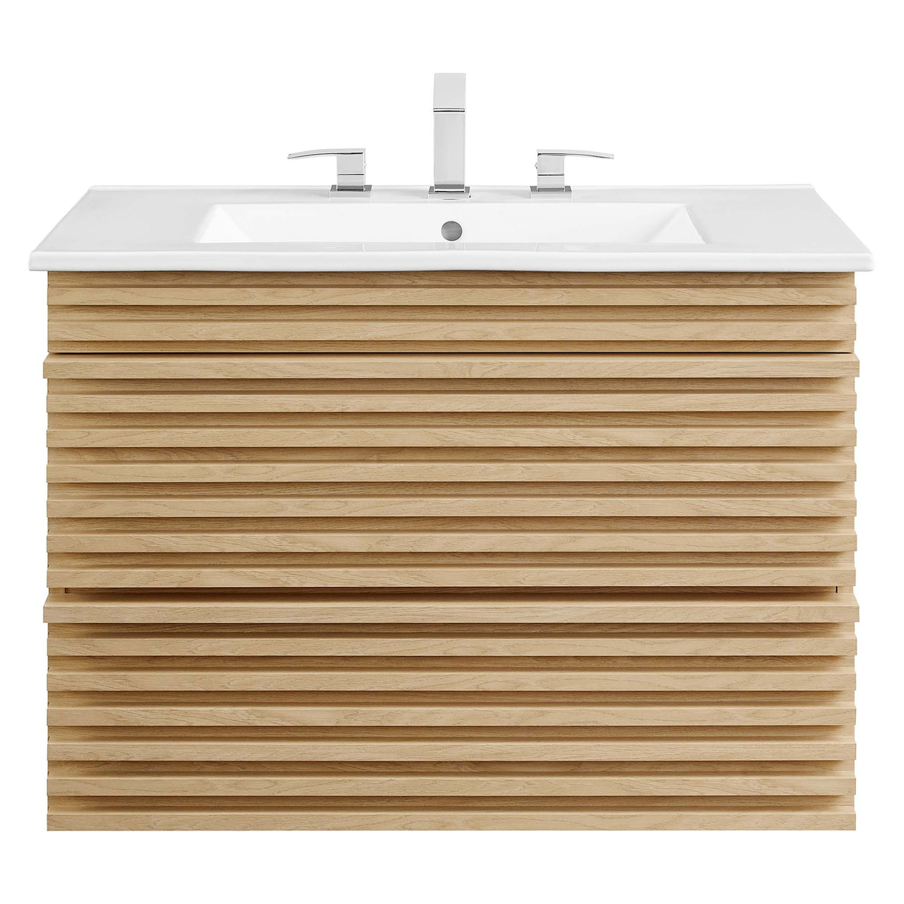 Ventra Floating Vanity Unit, Medium, Oak & White