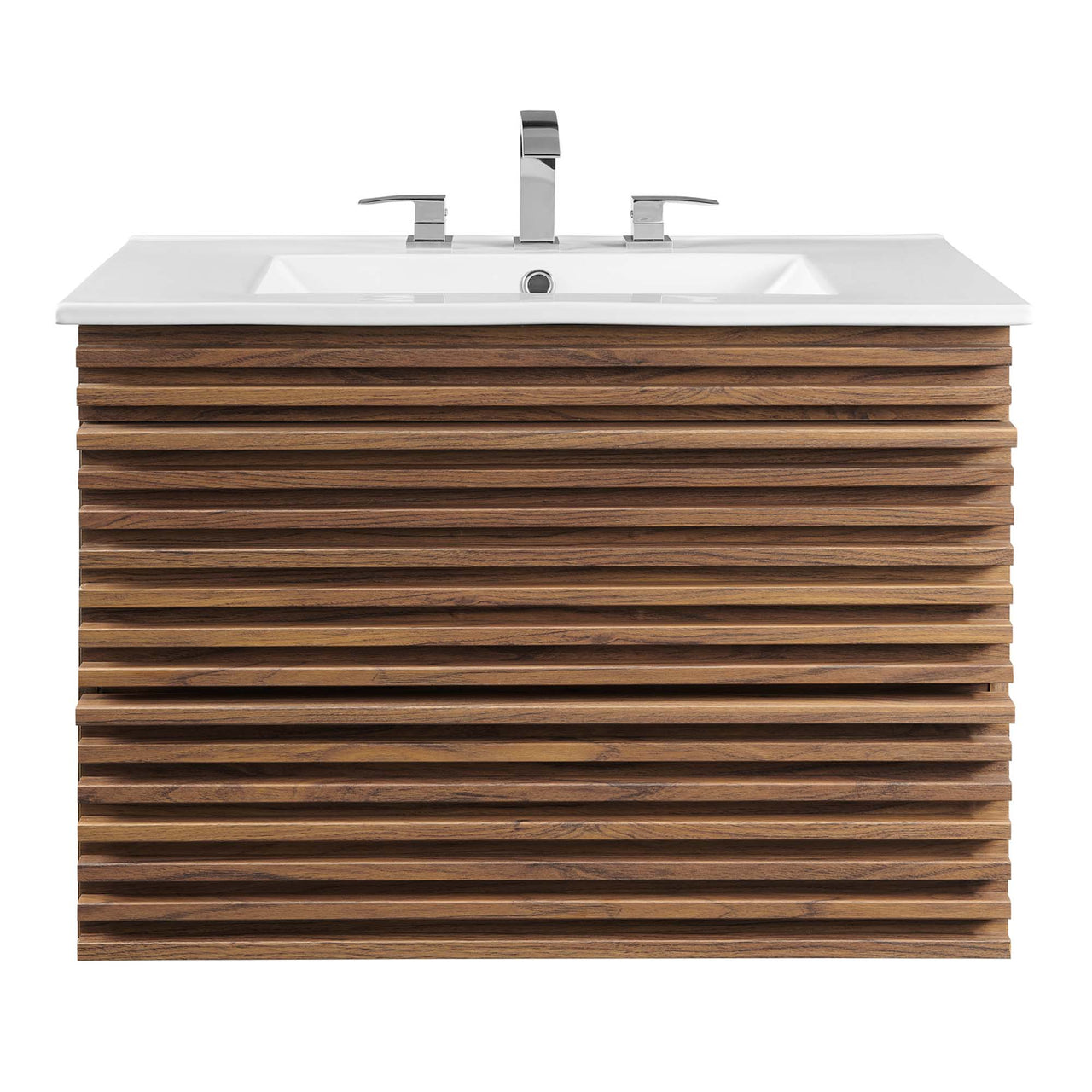 Ventra Floating Vanity Unit, Medium, Walnut & White