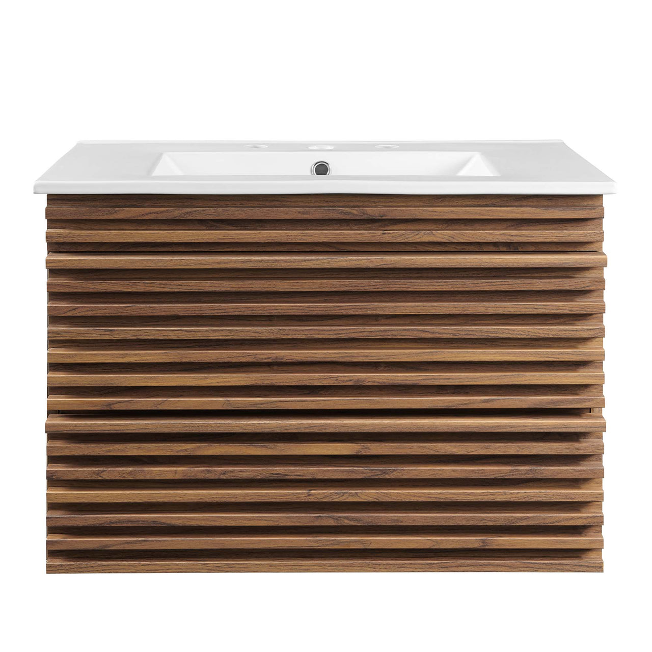 Ventra Floating Vanity Unit, Medium, Walnut & White