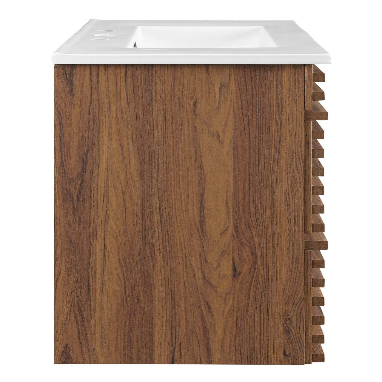Ventra Floating Vanity Unit, Medium, Walnut & White