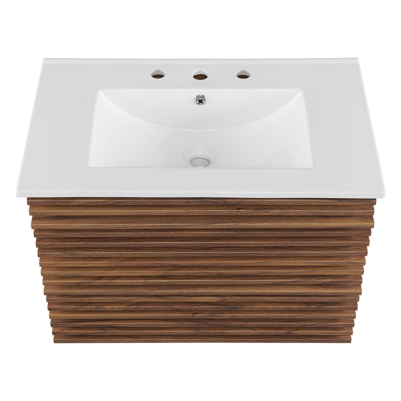 Ventra Floating Vanity Unit, Medium, Walnut & White