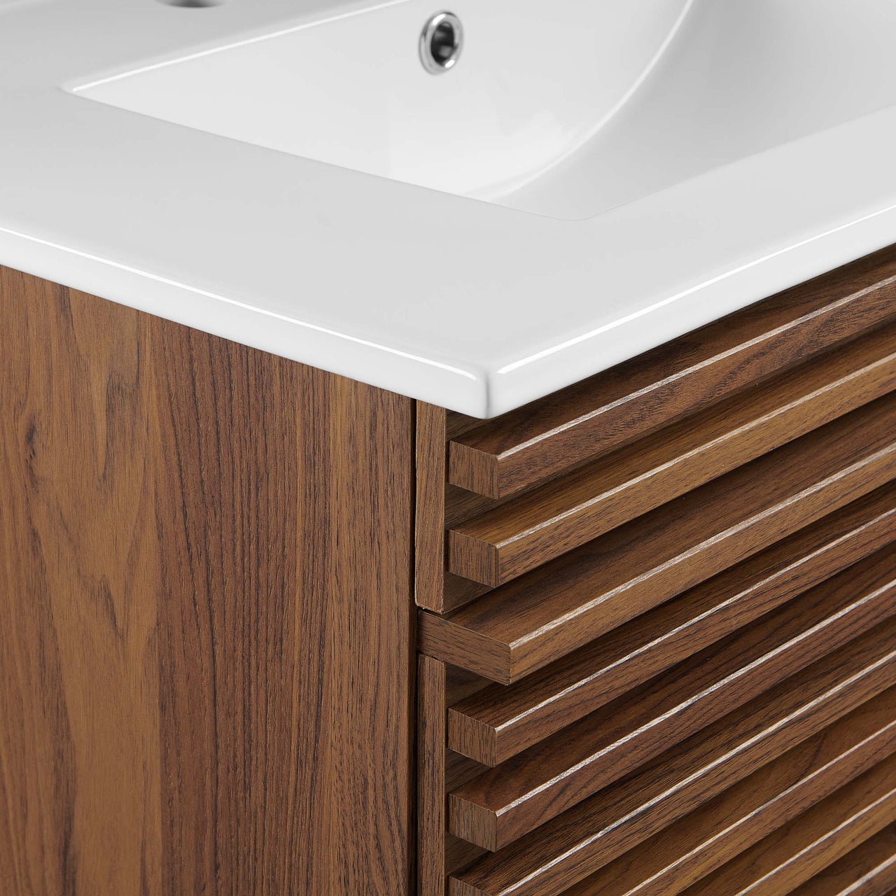Ventra Floating Vanity Unit, Medium, Walnut & White
