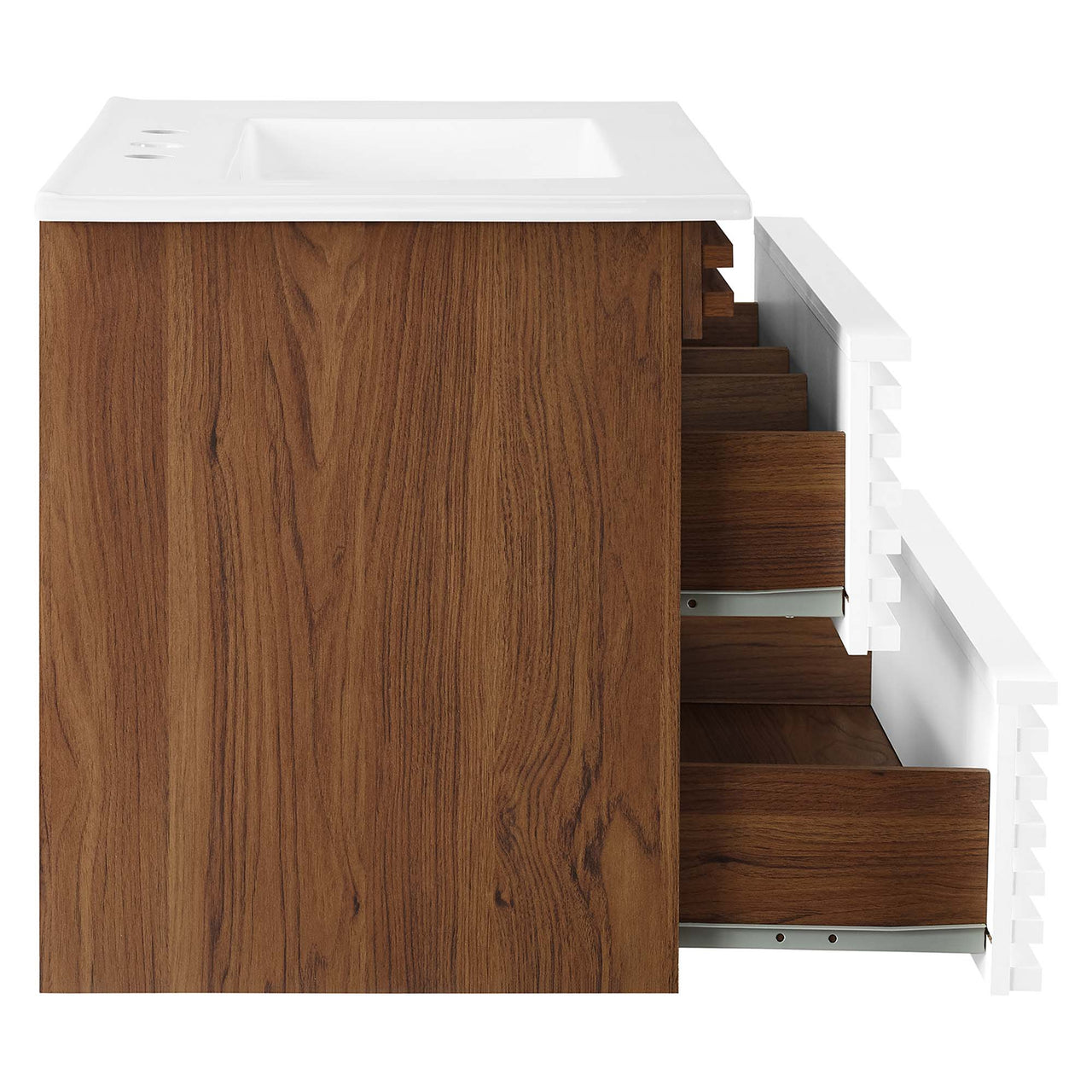 Ventra Floating Vanity Unit, Medium, Walnut & White