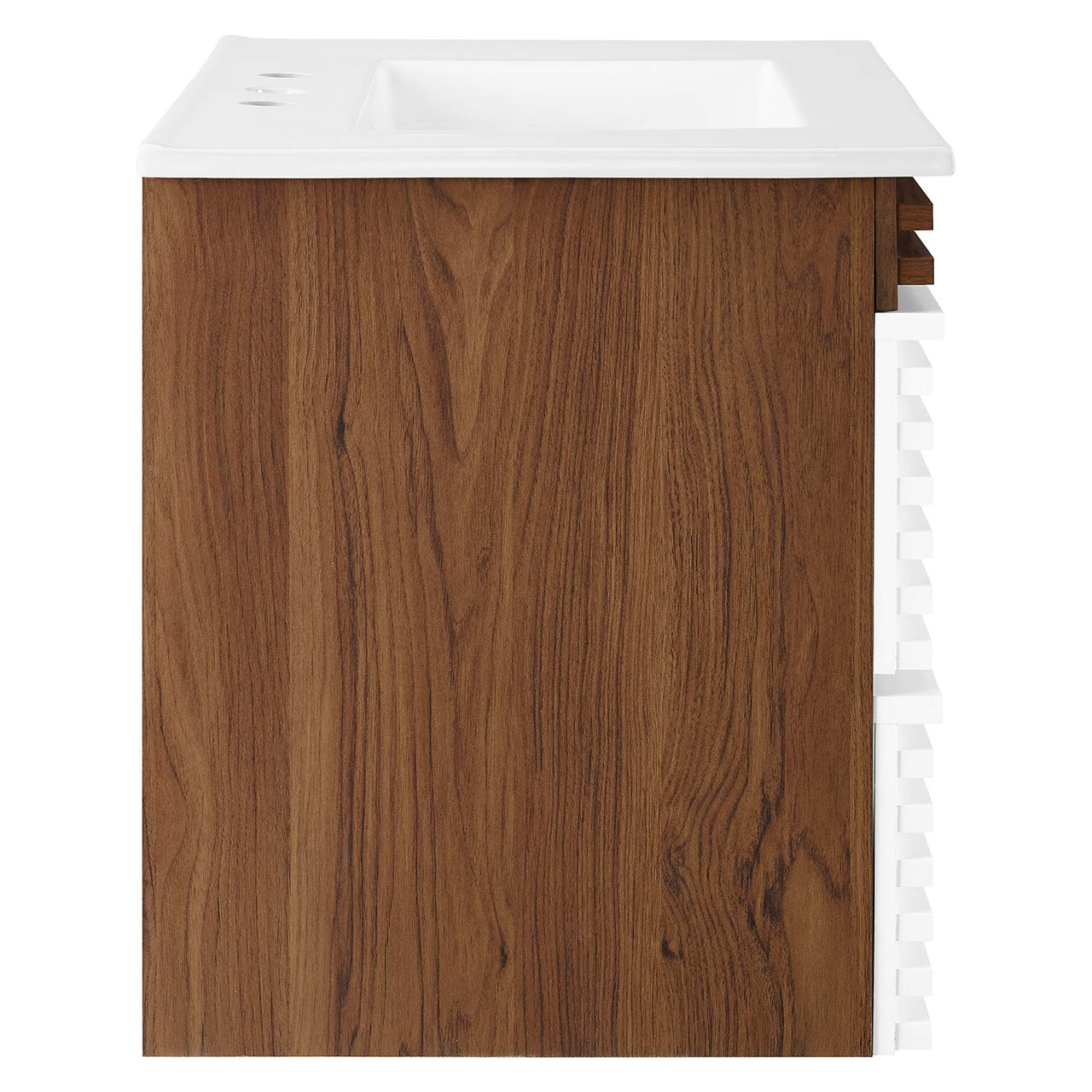 Ventra Floating Vanity Unit, Medium, Walnut & White