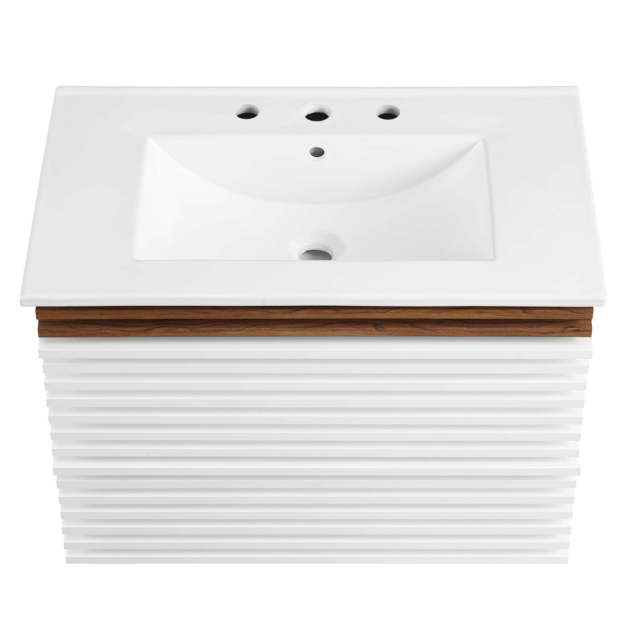 Ventra Floating Vanity Unit, Medium, Walnut & White