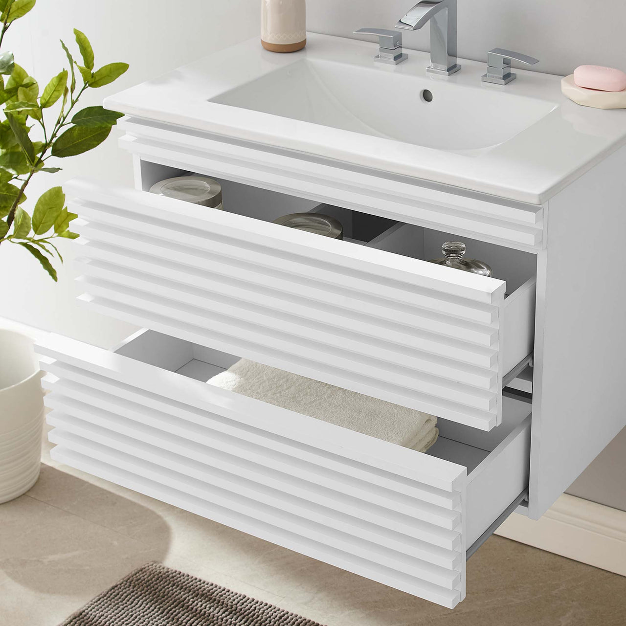 Ventra Floating Vanity Unit, Medium, White