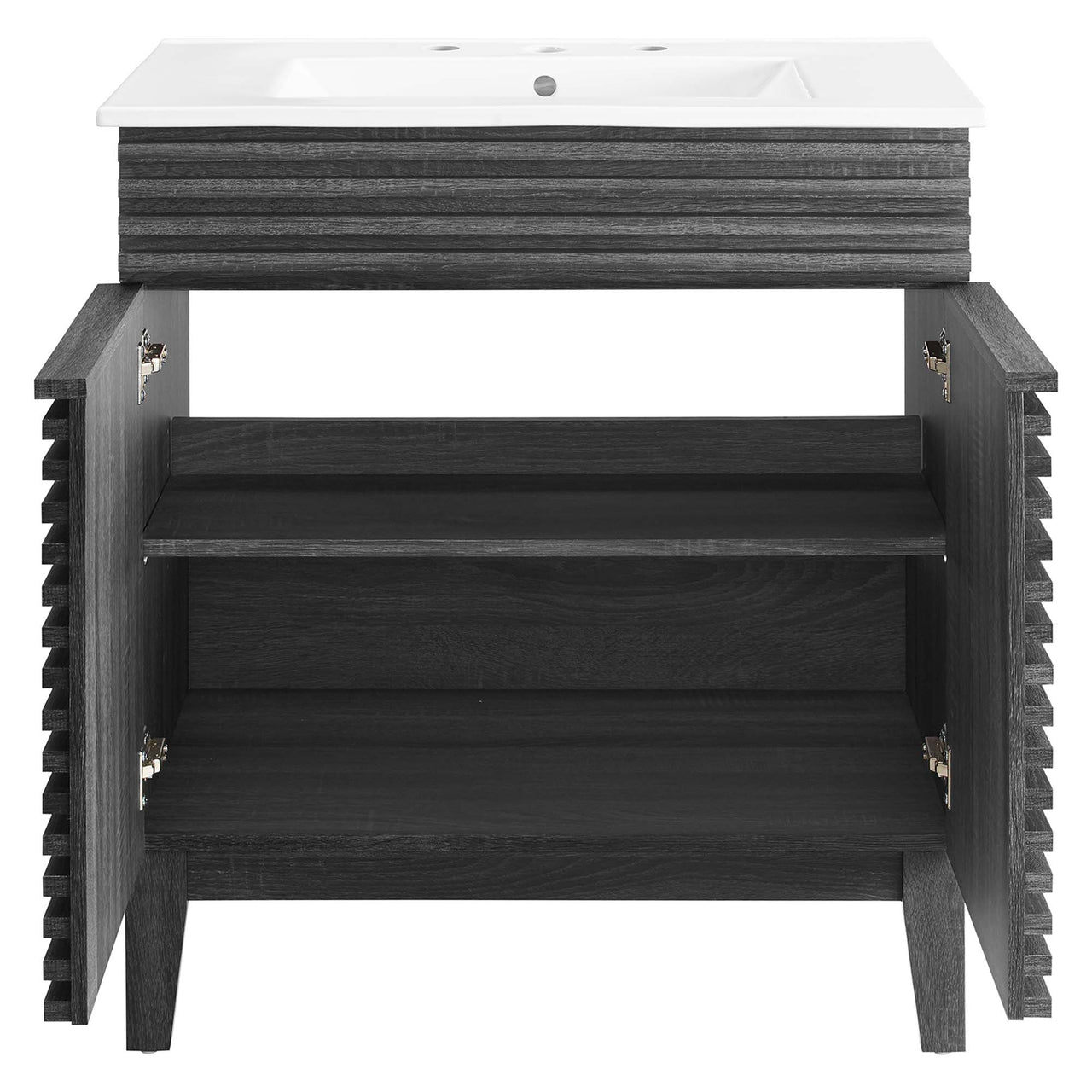 Ventra Vanity Base with Storage, Medium, Charcoal & White
