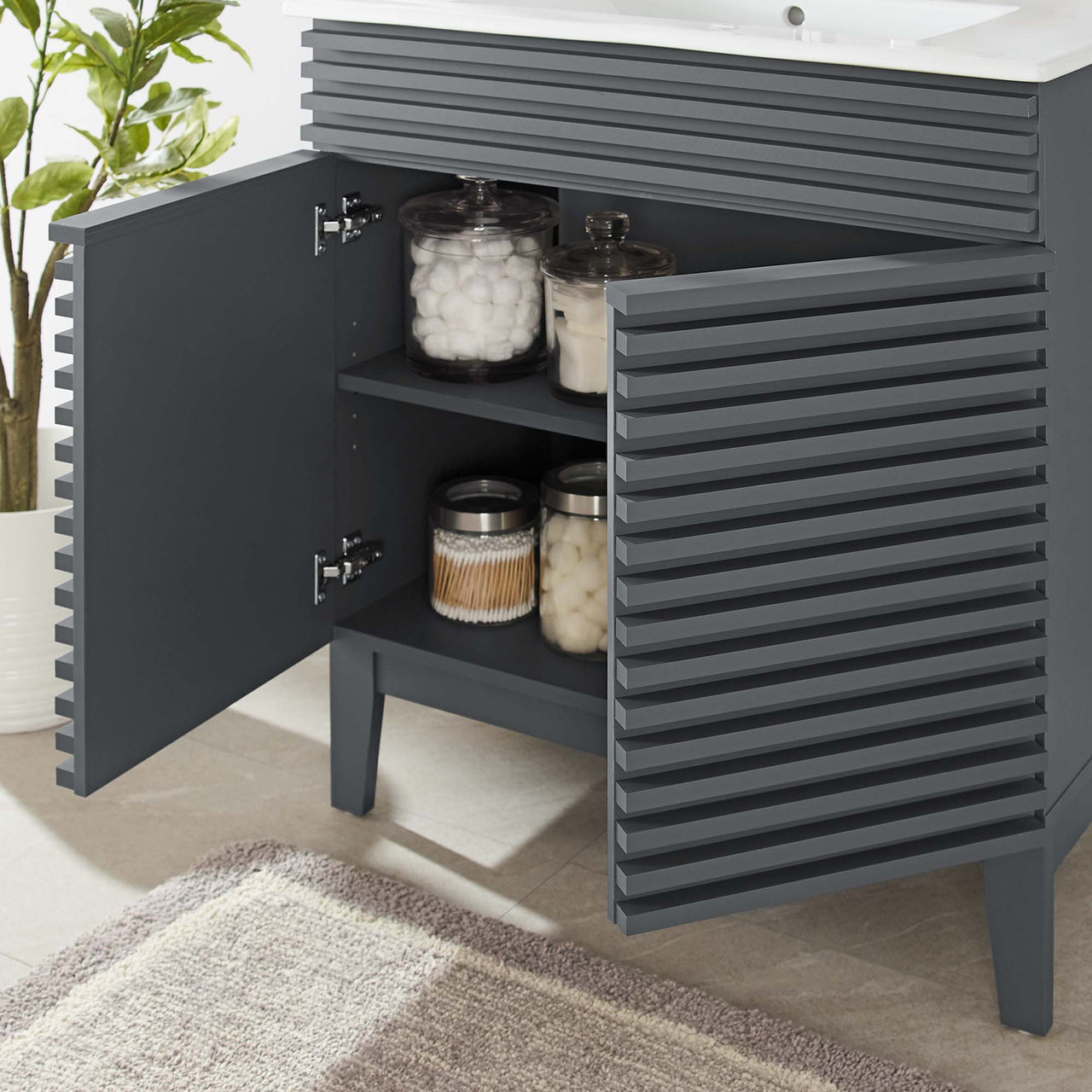 Ventra Vanity Base with Storage, Medium, Gray & White