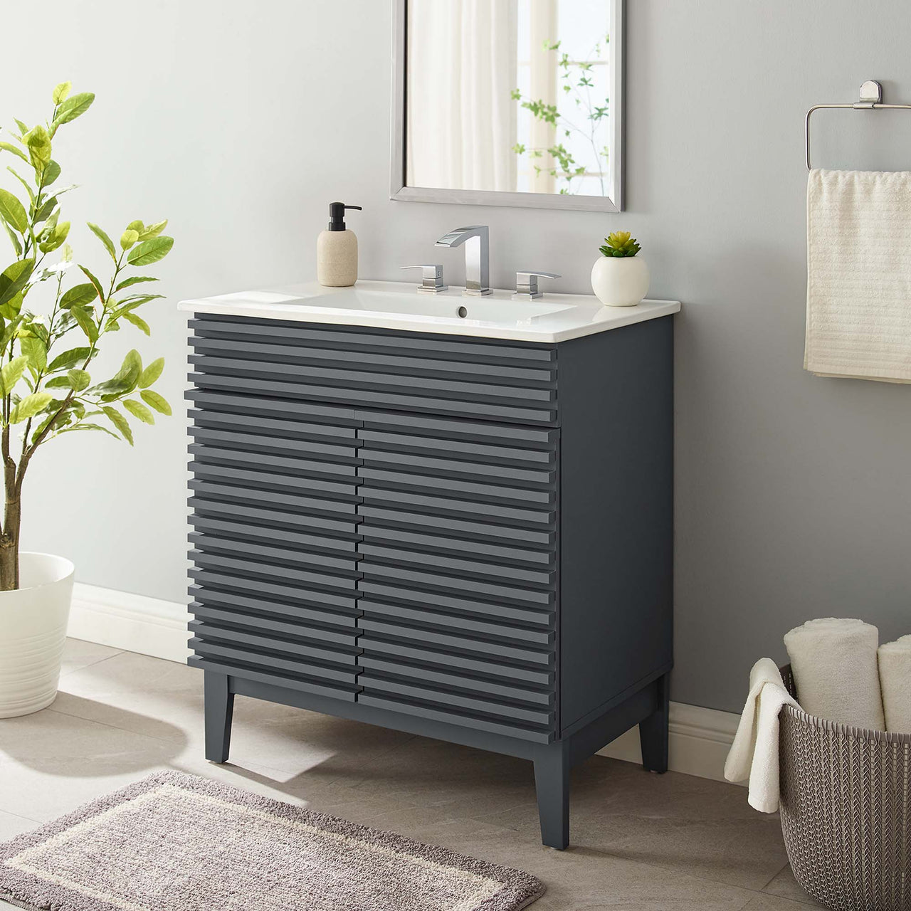 Ventra Vanity Base with Storage, Medium, Gray & White