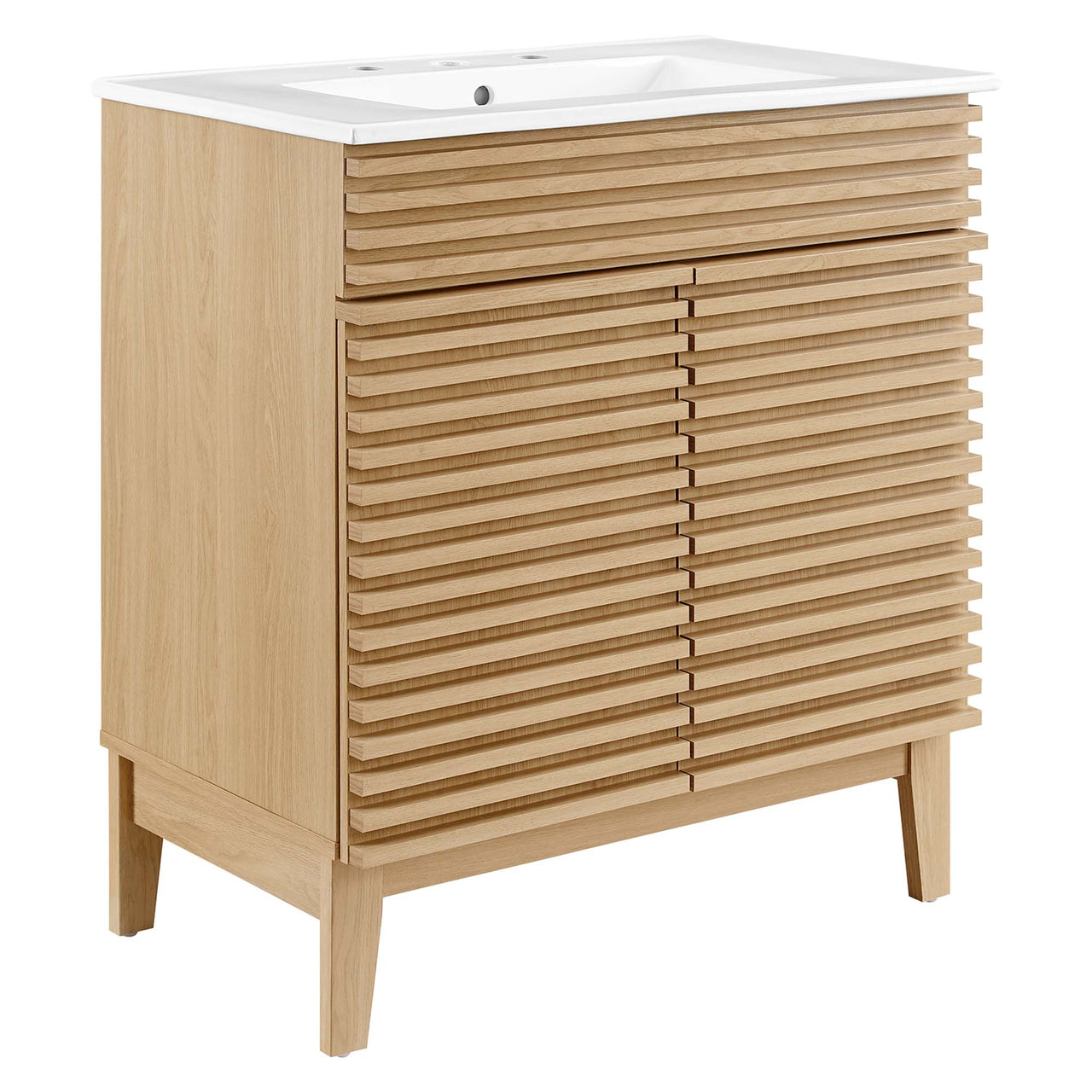 Ventra Vanity Base with Storage, Medium, Oak & White