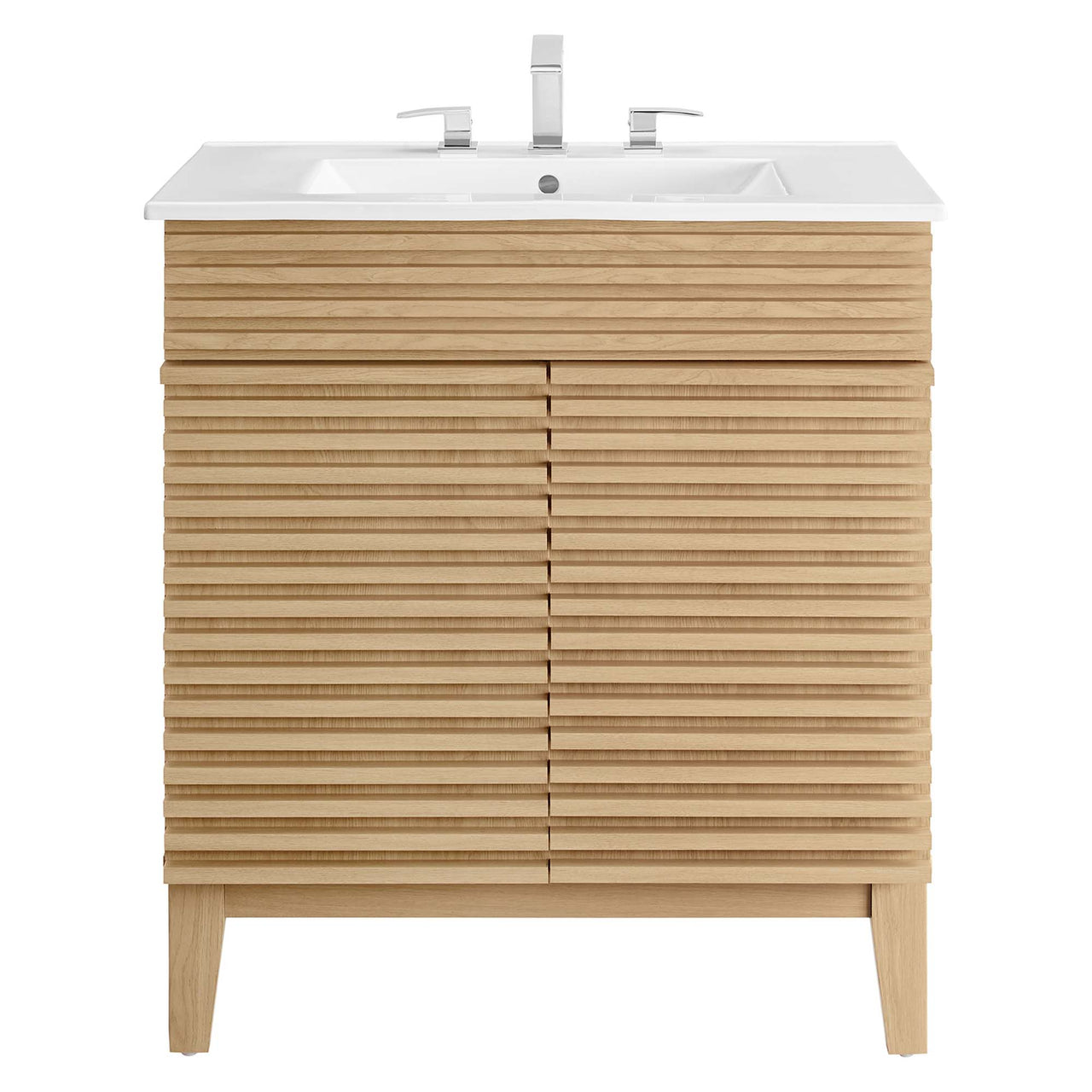 Ventra Vanity Base with Storage, Medium, Oak & White
