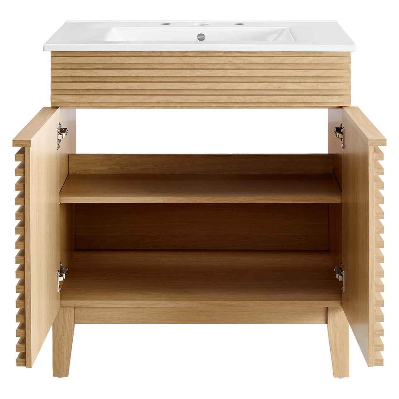 Ventra Vanity Base with Storage, Medium, Oak & White