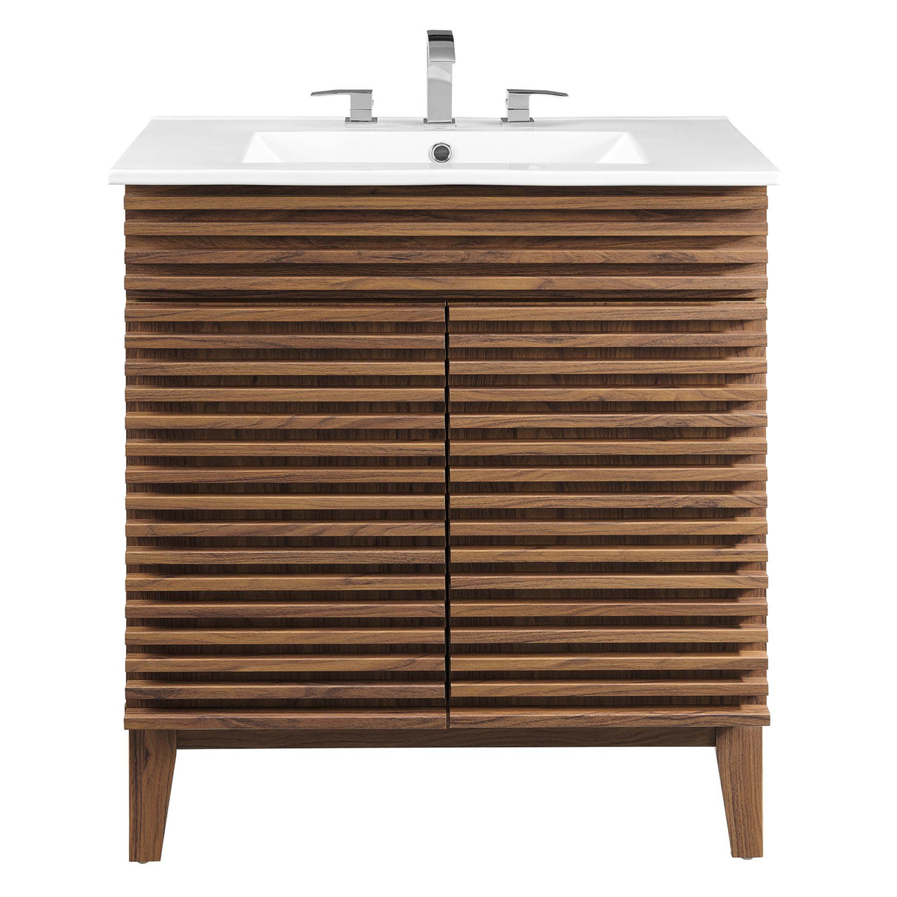 Ventra Vanity Base with Storage, Medium, Walnut & White