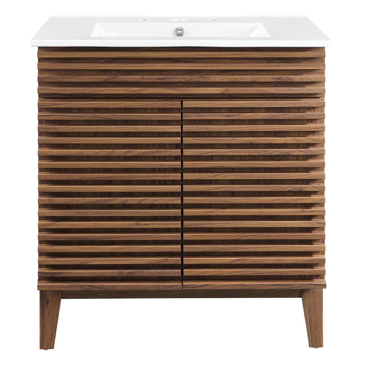 Ventra Vanity Base with Storage, Medium, Walnut & White